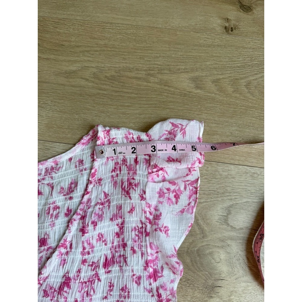 Anthropologie By The River Smocked Floral Dress Pink Cottagecore Feminine sz M - Picture 10 of 13